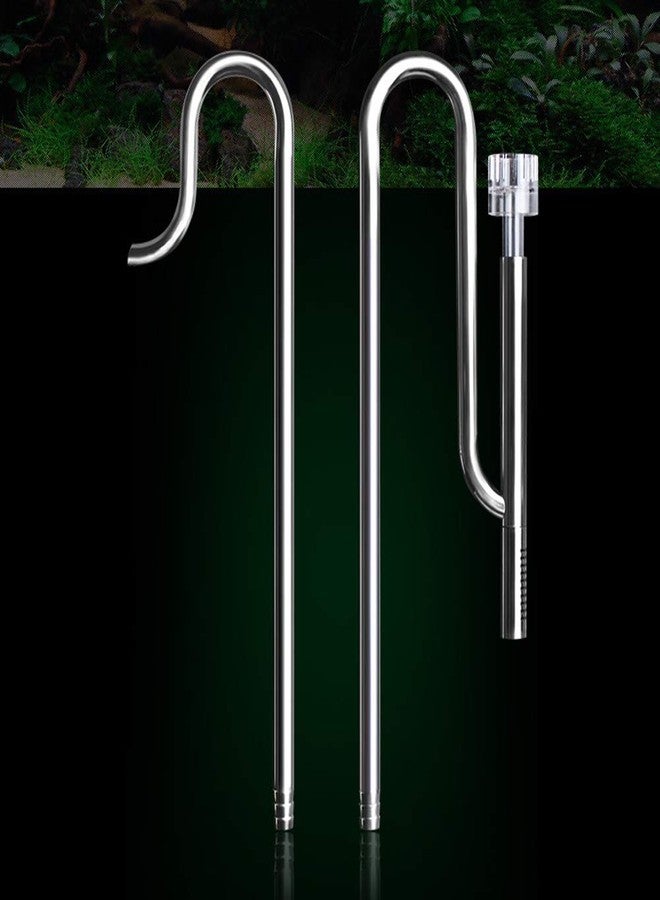 PUXING Metal Lily Pipe, 304 Stainless Steel Surface-Skimmer Stainless Steel Inflow Outflow with 2 Acrylic Holder for Aquarium Planted Tank, Inflow and Outflow Pipe Set Removes Surface Scum Pipe - Image 2